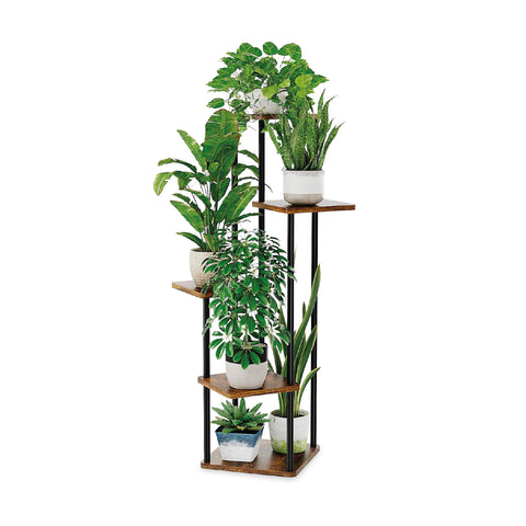 Plantenrek met 5 niveaus van staal en MDF, plantenhouder 106 cm