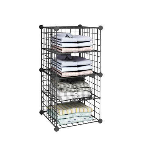 Scaffale Modulare a Rete – 4 Ripiani Organizer Multiuso e Resistente
