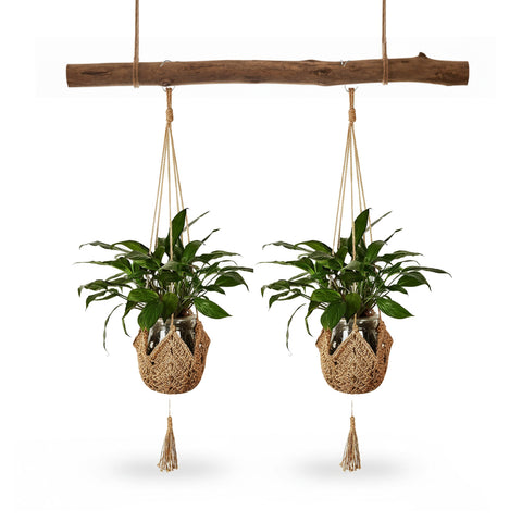 Set van 2 handgevlochten macraméplantenhangers met S-haken