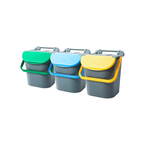 Set van 3 stapelbare afvalbakken voor gescheiden afvalinzameling, 30 l