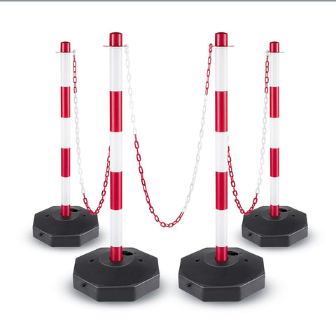 Afzetpalen met ketting van 2 meter, set van 4 goed zichtbare palen