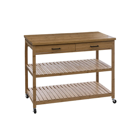 Isola Per Cucina 4 Livelli Con Ruote In Bambù  90x108cm