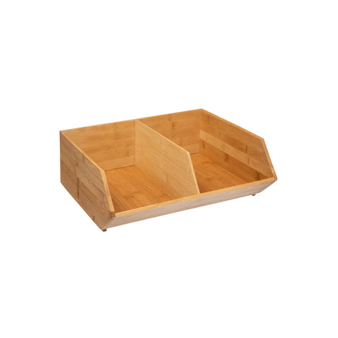 Opbergorganizer met 2 vakken van bamboe 35x12,5 cm