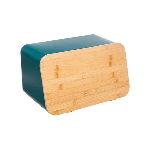 Broodtrommel en broodsnijplank van 37 cm, petroleumblauw