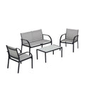 Set da giardino 4 pezzi con divano, poltrone e tavolino - Salotto da esterno con struttura in metallo e tessuto textilene grigio resistente agli agenti atmosferici