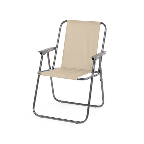 Inklapbare strandstoel van staal, 53 x 47 x 76 cm, beige