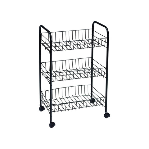 Keukenwagen met 3 zwarte plateaus 40x26x62cm
