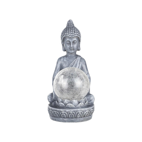 Boeddha-ledlamp op bol, veelkleurig, van polyresine 20x8cm