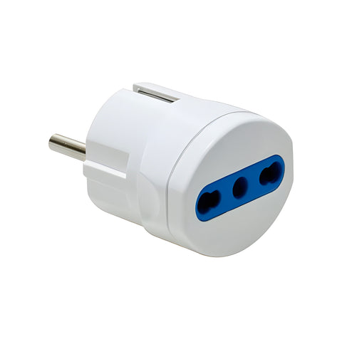 Schuko-adapter 2P+T met bipasso-contactdoos 10/16 A P30 250 V wit