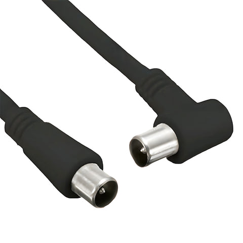 Coaxiale tv-antennekabel 3 m, mannelijk-mannelijk, met adapter – zwart