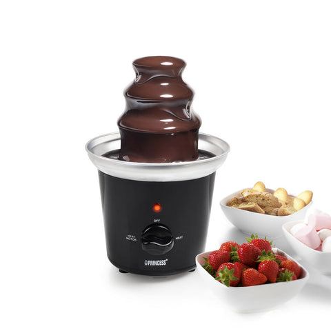 Elektrische chocoladefontein met cascade-effect en heldere ledverlichting, 32 W, zwart