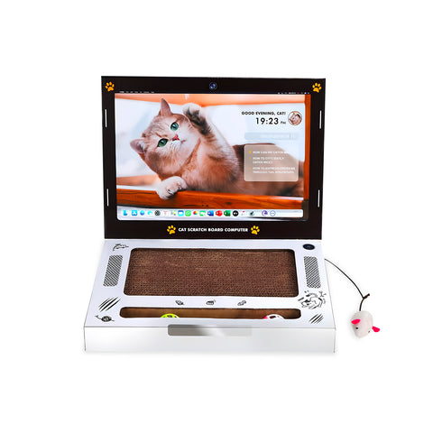 Graffiatoio Interattivo per Gatti a Forma di PC Portatile con Giochi Inclusi