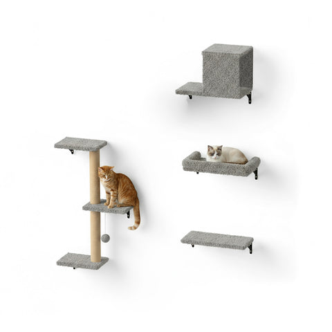 Parco Giochi Verticale da Parete per Gatti - in Legno Multistrato e Sisal Naturale