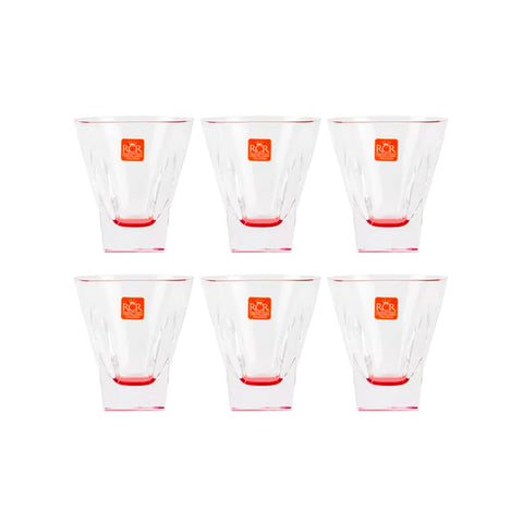 Set 6 Bicchieri in Luxion® 27 cl – Design Moderno con Gambo Rosso