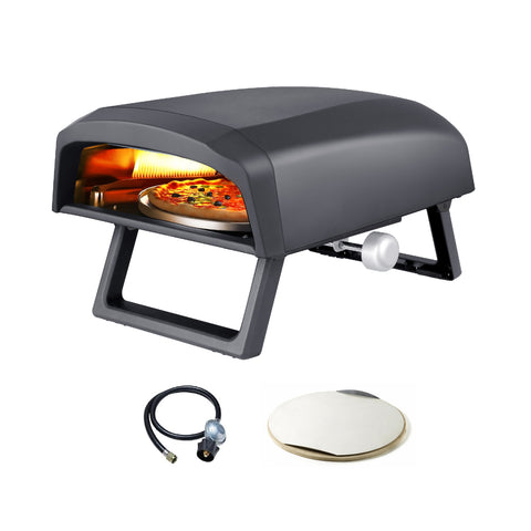 Gas-pizzaoven met draaiende plaat en knop, 4000 W, 64x44x31,5 cm