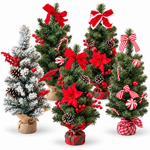 Kleine gedecoreerde kerstboom van 60 cm voor op tafel, diverse uitvoeringen