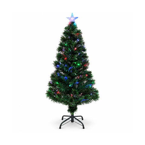 Kerstboom van glasvezel met lichteffecten en stervormige piek, 2 hoogtes van 120 en 180 cm, takken van pvc, voeding met transformator