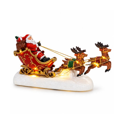 saint joy babbo natale con slitta e renne luminoso a batteria 25 cm ean 8056819081350