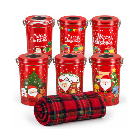 Kerstblik 30x16 cm met Coral Fleece-plaid 145x110 cm, zachte geruite tartan-deken - blind box