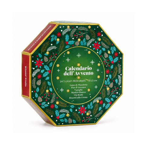 Adventskalender met geurkaarsen en 24 theelichtjes in 6 geuren
