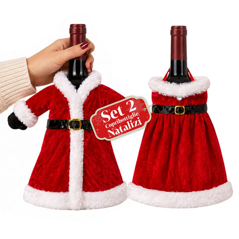 Kerstfleshoezen set van 2, jas en jurk met riem