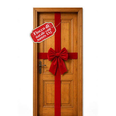XXL-kerststrik met fluweeleffect en decoratief lint 430x200 cm