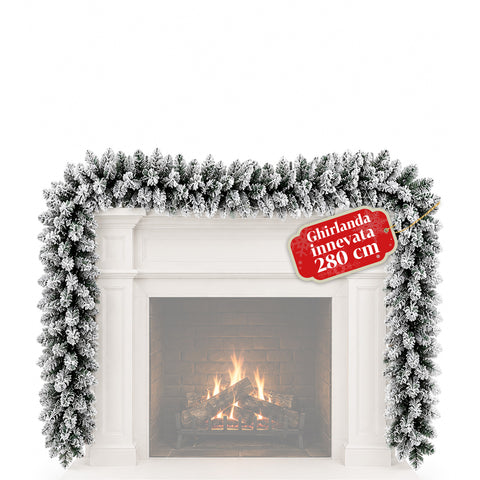 Besneeuwde kerstkrans 280 cm met vormbare PVC-takken