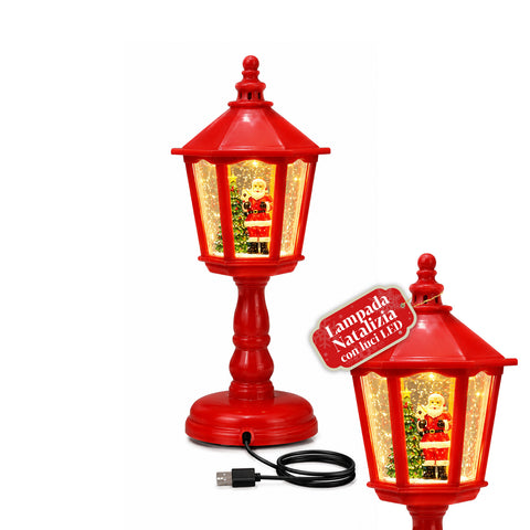 Kerstlamp met sneeuw, ledverlichting en muziek, USB, 2 kleuren