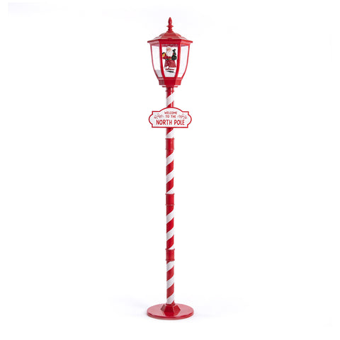 Rode kerstlantaarn van 180 cm met sneeuw, ledverlichting en muziek, 2 varianten: kerstman of beertje, glaskugeleffect, kerstdecoratie voor op de grond
