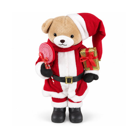 Kerstbeer van pluche met rode en witte outfit, drie maten voor binnenhuisdecoratie