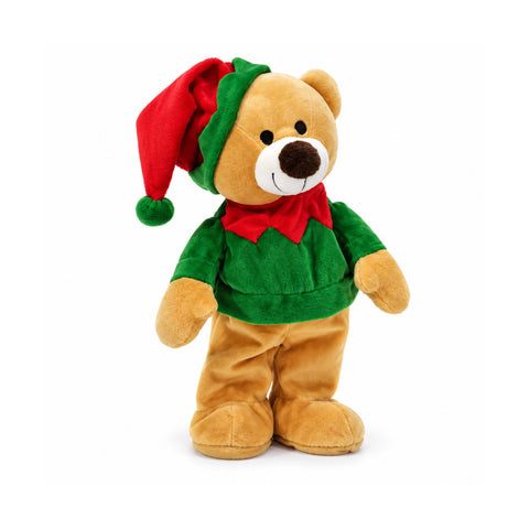 Kerstknuffelbeer die danst op muziek, H33 cm