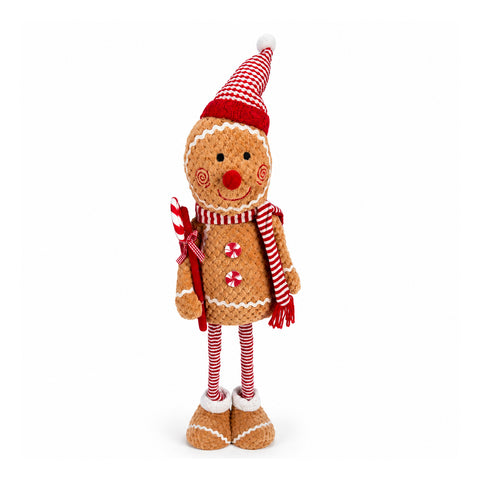 saint joy pupazzo pan di zenzero natalizio espandibile 50 80 cm decorazione natale in peluche con gambe telescopiche 2 varianti ean 8056819079746