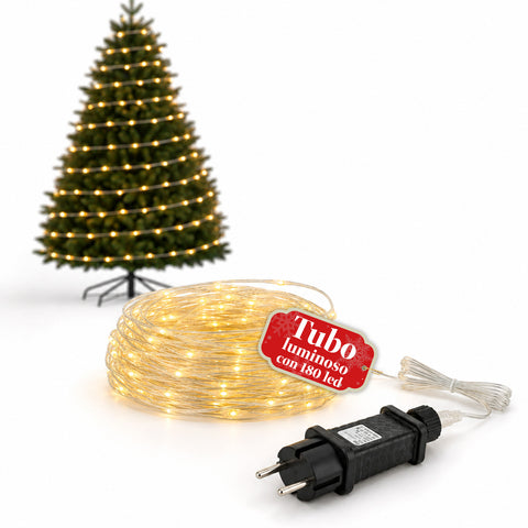 saint joy tubo luminoso led 10 m con 180 led bianco caldo e 8 giochi di luce ean 8050043128553