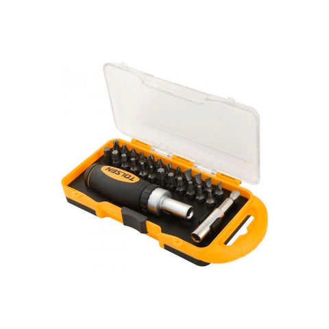 Ratelschroevendraaier met verlengstuk van 6 cm en 24 bits