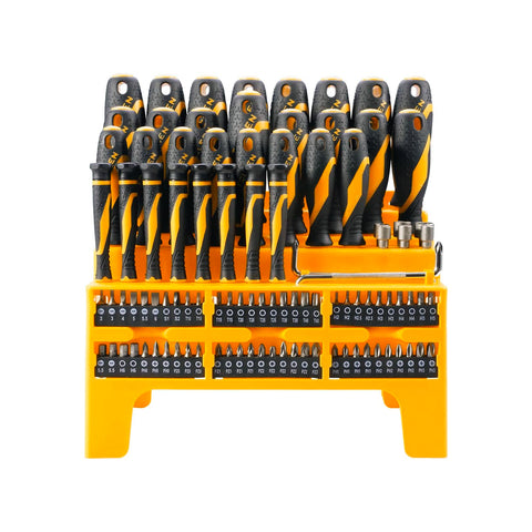 Set van 100 gereedschappen met diverse schroevendraaiers, bits en dopsleutels