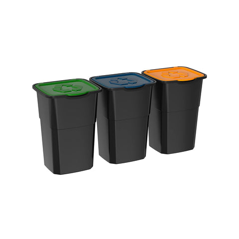 Set van 3 afvalbakken voor gescheiden afvalinzameling, 25 l