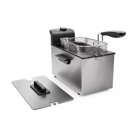Friteuse 3 l van roestvrij staal, 2000 W, met thermostaat van 130-190 °C, zilverkleurig