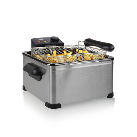 Dubbele friteuse van roestvrij staal met 3 mandjes, 5 l, 2000 W