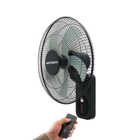 Barrow Ventilatore da Parete Nero 40cm 60W - 8 Velocità con Telecomando e Timer 9h - Oscillazione 120° e Inclinazione 30°