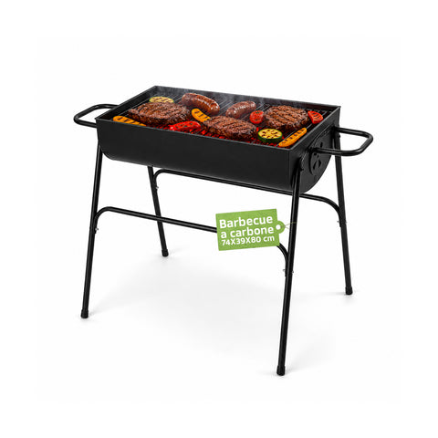 zendea barbecue a carbone e legna in acciaio con gambe alte braciere 74x38 cm e griglia 70x34 cm ad ampia superficie di cottura ean 8056819079531