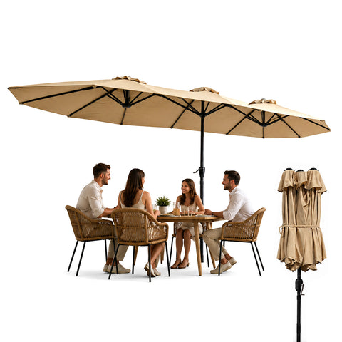 Ovale XXL-tuinparasol 460x270 van koolstofstaal met polyesterdoek - Hoogte 2,45 m (voet NIET inbegrepen)
