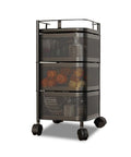 avilia home carrello multiuso richiudibile quadrato salvaspazio con ruote organizer con cestelli 345 ripiani nero o bianco ean 8052879012259