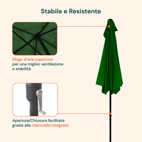 zendea ombrellone da giardino 3x3 regolabile con snodo inclinabile e carrucola ean 8015361595395