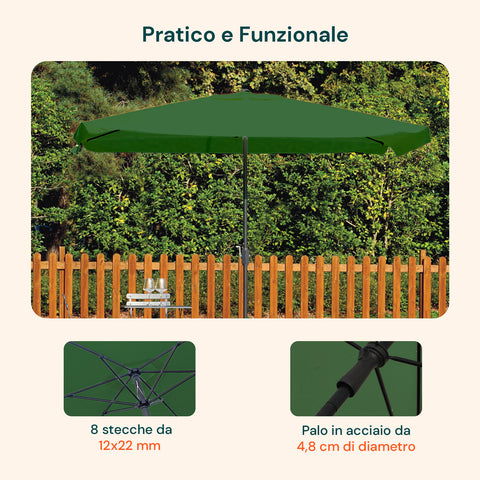 zendea ombrellone da giardino 3x3 regolabile con snodo inclinabile e carrucola ean 8015361595395