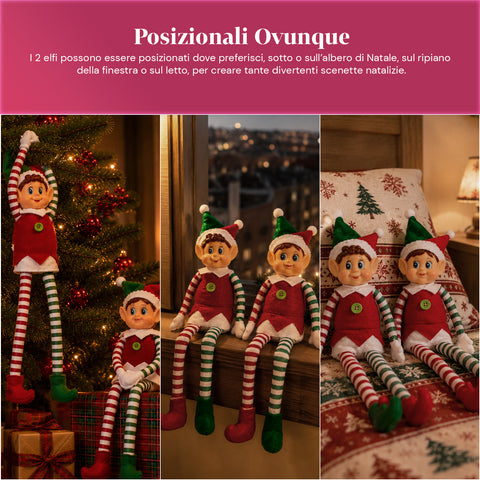 saint joy elfi di natale set 2 pezzi flessibili h40 cm 2 fantasie ean 8050043128430