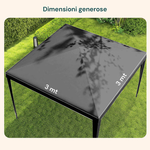 zendea gazebo 3x3mt per esterni con copertura impermeabile e telaio in acciaio ean 8015361713188