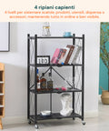 avilia home scaffale mobile pieghevole 4 livelli con ruote girevoli bloccabili ean 8052879010484