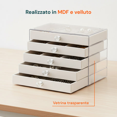avilia home scatola portagioie 5 cassetti organizer gioielli con scomparti multimisura ean 8052879011634