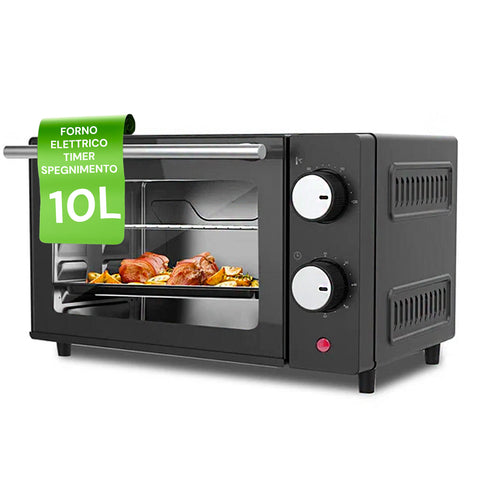 Elektrische oven met timer, 10 l, 650 W, zwart