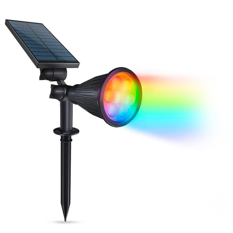 Faretto Led Solare Round 2 Modalità Rgb Con Picchetto 7w